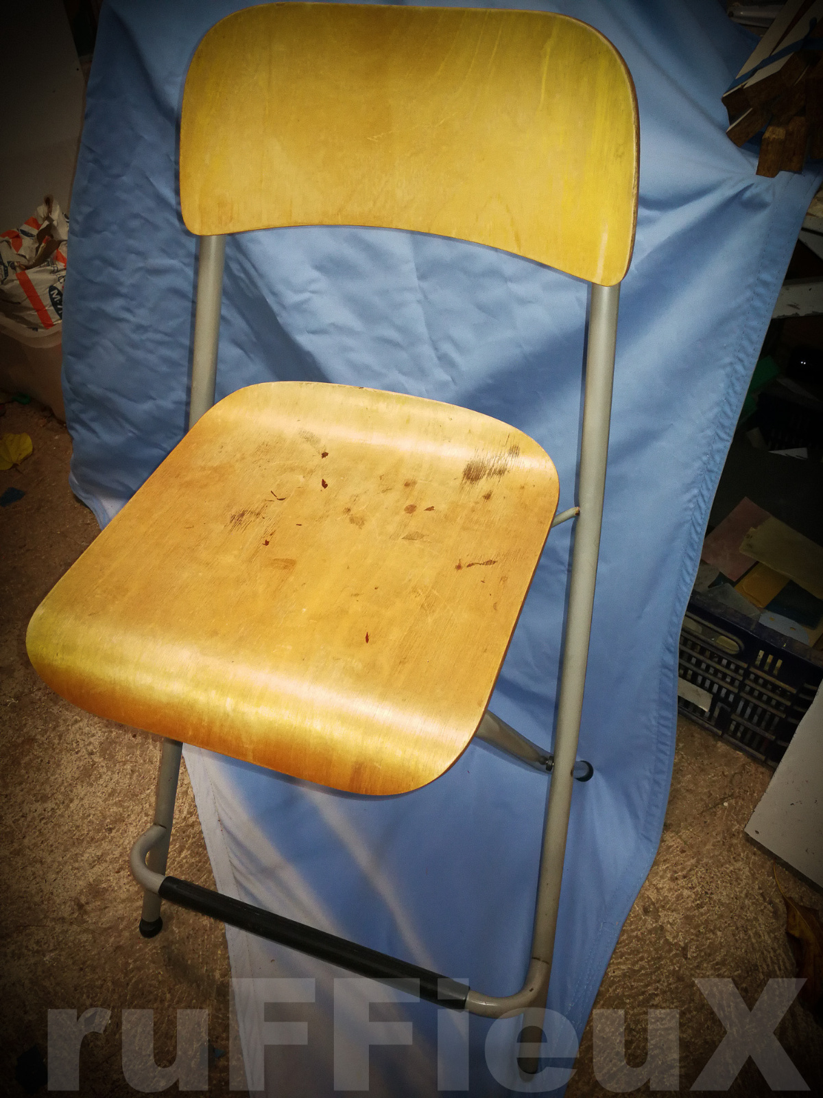 Ikea chair for a mobile Hairdresser converted into a piece of art