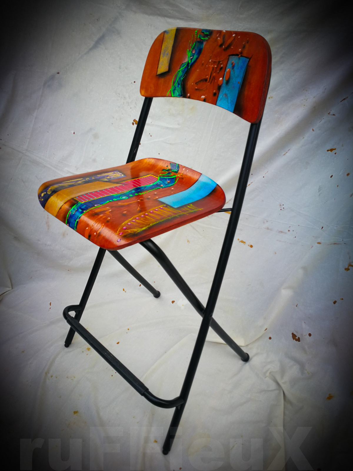 Ikea chair for a mobile Hairdresser converted into a piece of art2