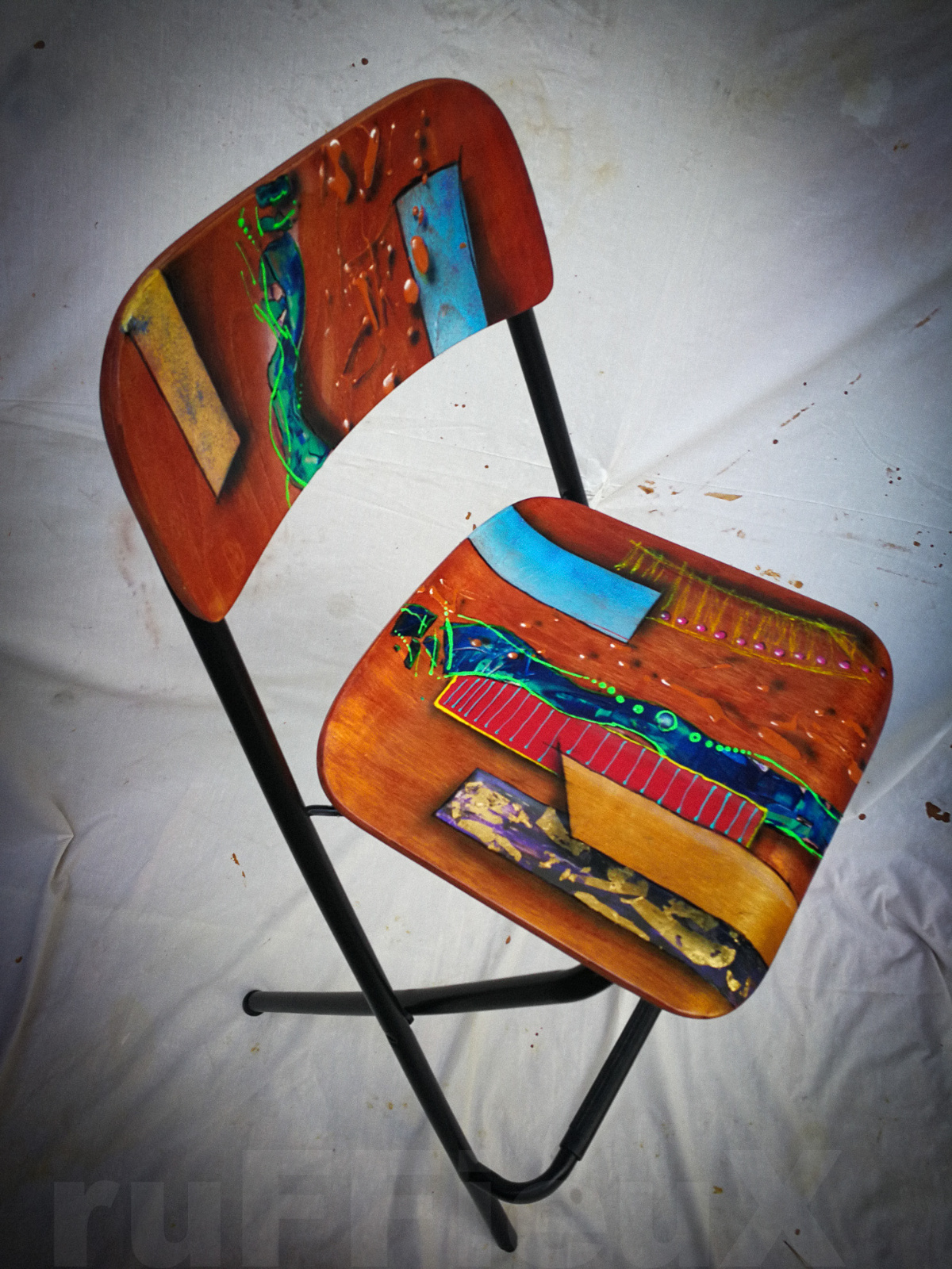 Ikea chair for a mobile Hairdresser converted into a piece of art3